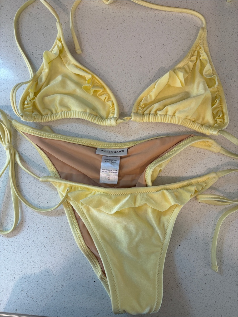 Shani Shemer Yellow Ruffle Bikini Set